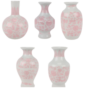 The Enchanted Home Set Of 5 Mini Pink And White Bud Vases