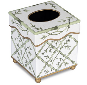 The Enchanted Home Green Bamboo & Floral Tissue Holder & Wastepaper Basket