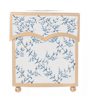 The Enchanted Home Ivory & Blue Leaf Trellis Tissue Holder