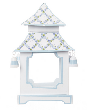 The Enchanted Home Soft Blue Hydrangea Garden Trellis Pagoda Lantern