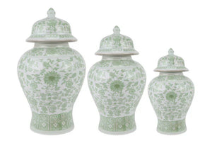 The Enchanted Home Soft Green Floral Jar (3 Sizes)
