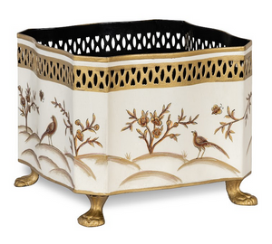 The Enchanted Home Ivory & Gold Square Footed Planter