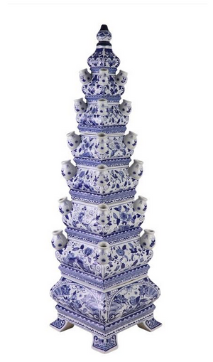 The Enchanted Home Large Grand Blue And White Tulipiere
