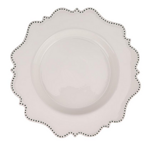 The Enchanted Home Ivory With Green Beaded Scalloped Charger