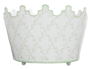 The Enchanted Home White & Pale Green Scalloped Footed Planter