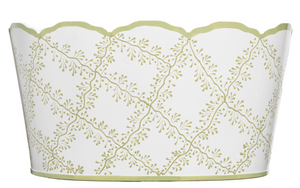 The Enchanted Home White & Green Trellis Scalloped Planter