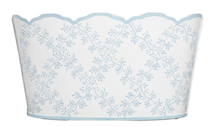 The Enchanted Home White & Pale Blue Trellis Scalloped Planter