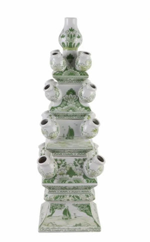The Enchanted Home Medium Grand Green And White Tulipiere