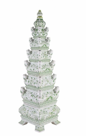 The Enchanted Home Large Grand Green And White Tulipiere