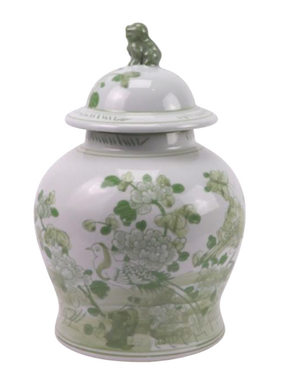 The Enchanted Home Mid Sized Green Floral and Bird Jar
