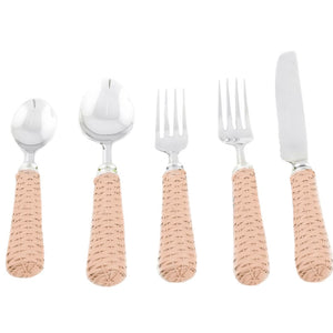 The Enchanted Home Pale Pink Basketweave Five Piece Flatware Set