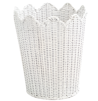 The Enchanted Home Scalloped Wicker Wastepaper Basket and Tissue Holder