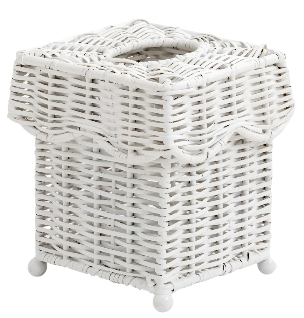 The Enchanted Home Scalloped Wicker Wastepaper Basket and Tissue Holder - Thumbnail 4