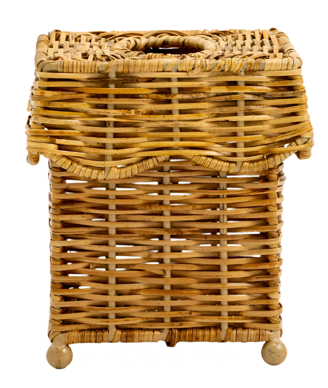 The Enchanted Home Scalloped Wicker Wastepaper Basket and Tissue Holder - Thumbnail 2