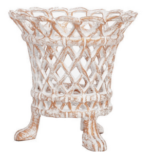 The Enchanted Home Ivory & Gold Lattice Footed Planter