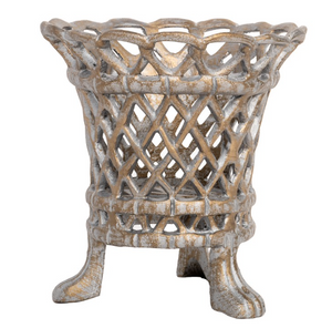 The Enchanted Home Pewter & Gold Lattice Footed Planter