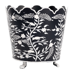 The Enchanted Home Dark Navy & White Scalloped Footed Planter