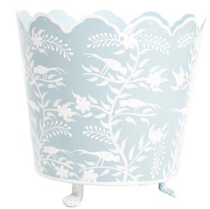 The Enchanted Home Pale Blue & White Scalloped Footed Planter
