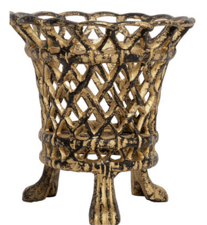 The Enchanted Home Black & Gold Lattice Footed Planter