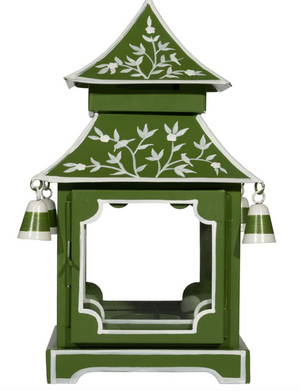 The Enchanted Home Moss Green & White Vine Pagoda Lantern