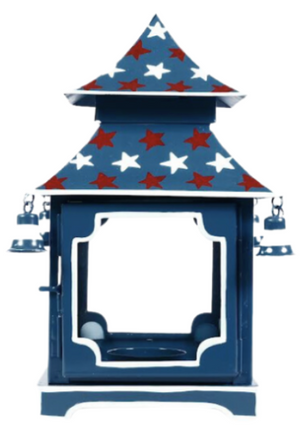 The Enchanted Home Navy with Red & White Star Pagoda Lantern