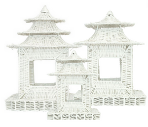 The Enchanted Home White Scalloped Wicker Pagoda (3 Sizes)