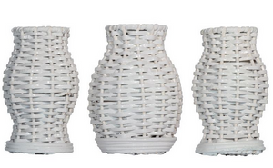 The Enchanted Home Set Of 3 Mini White Wicker Vases