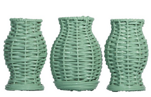The Enchanted Home Set Of 3 Mini Spring Green Wicker Vases