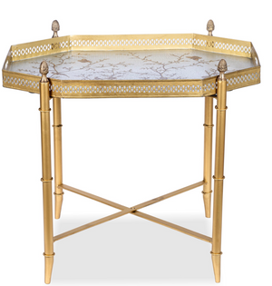 The Enchanted Home Pewter Octagon Tray With Gold Table