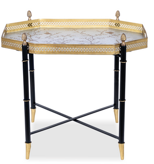 The Enchanted Home Pewter Octagon Tray with Black Table