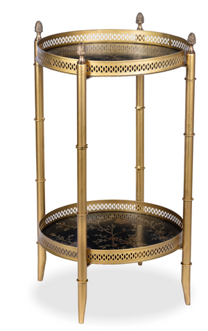 The Enchanted Home Black & Gold Round Two Tier Shelf Table