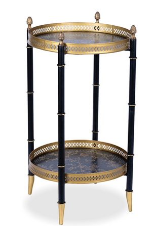 The Enchanted Home Black Round Two Tier Shelf Table