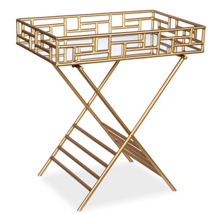 The Enchanted Home Gold Metal Fretwork Bar Tray Table