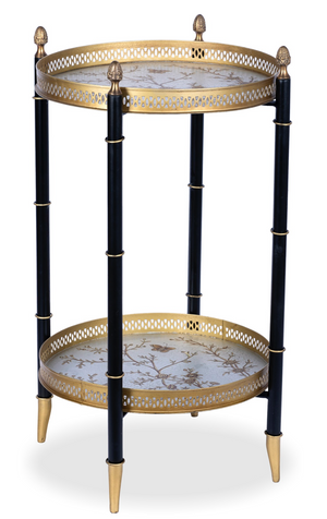 The Enchanted Home Pewter & Black  Round Two Tier Shelf Table