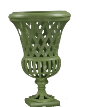 The Enchanted Home Lawn Green Lattice 16" Urn In Cast Aluminum