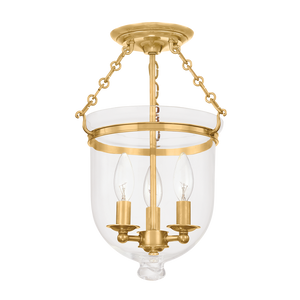 Hudson Valley Lighting Hampton 15.5" 3 Light Semi Flush Aged Brass - 251-AGB-C1