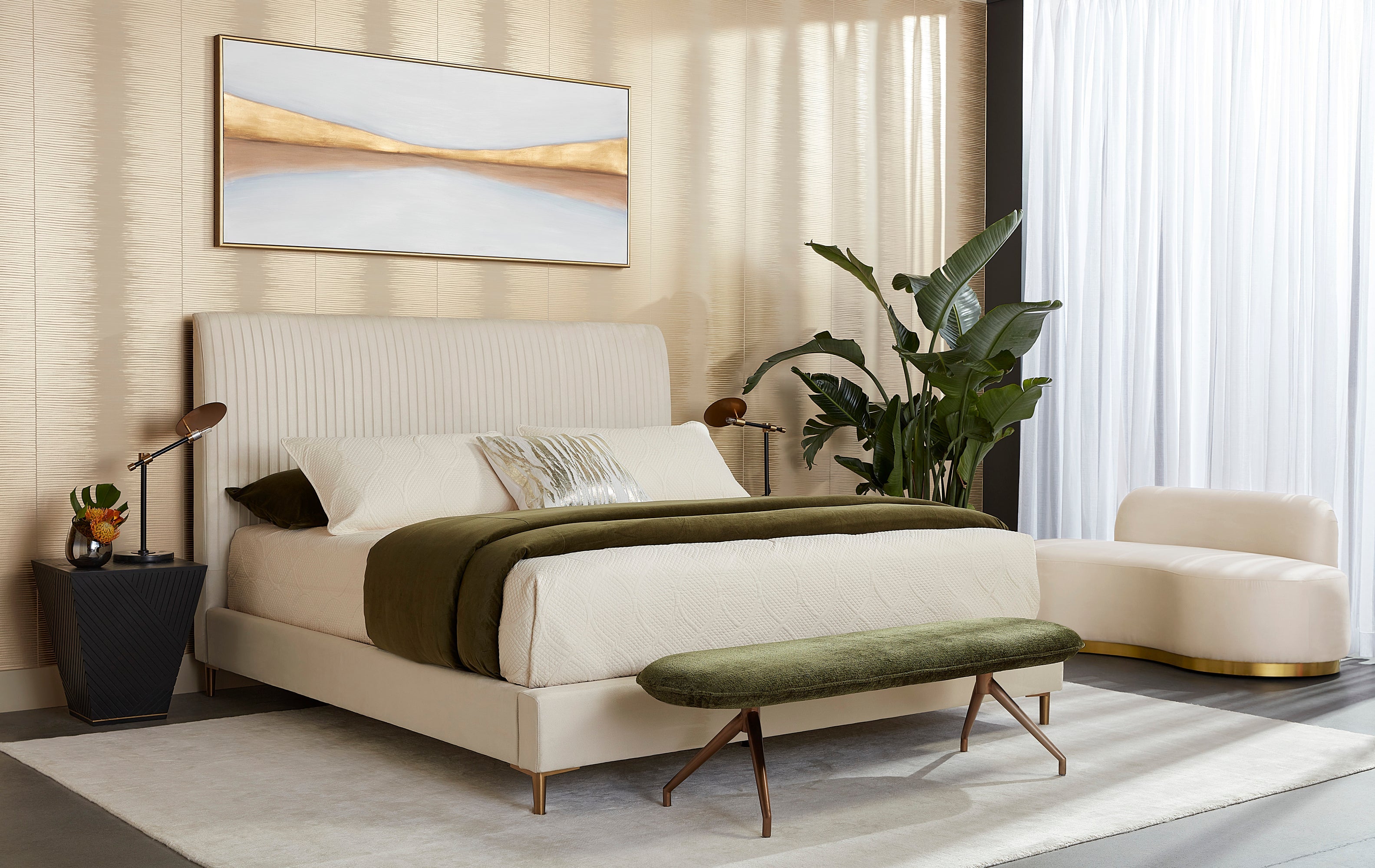 Elowen Bench - Bergen Olive