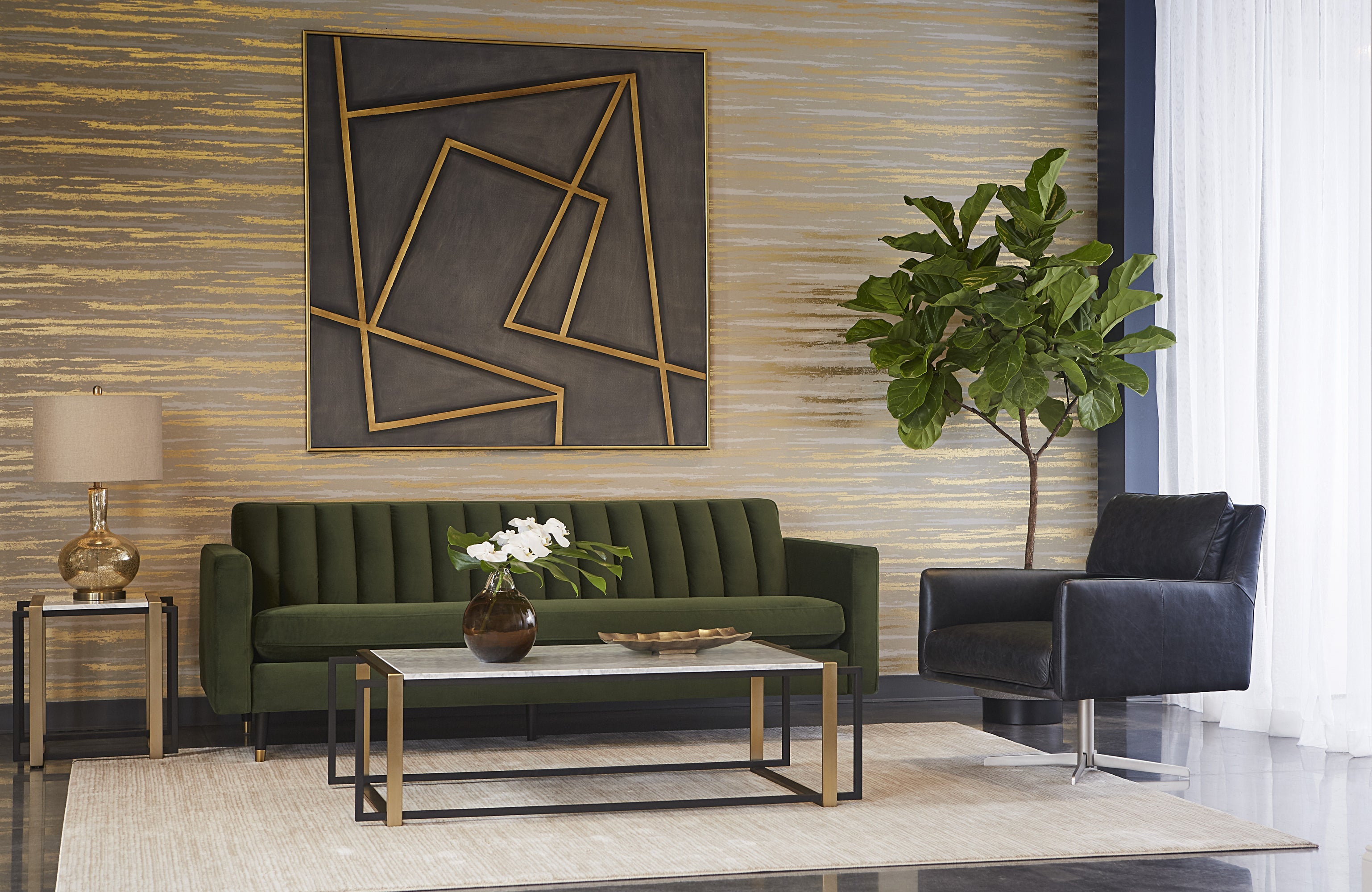 In A Maze - 60" X 60"  Gold Floater Frame
