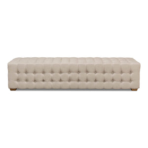 Sarreid Ltd Beam Bench Tufted Beige Linen - 28683