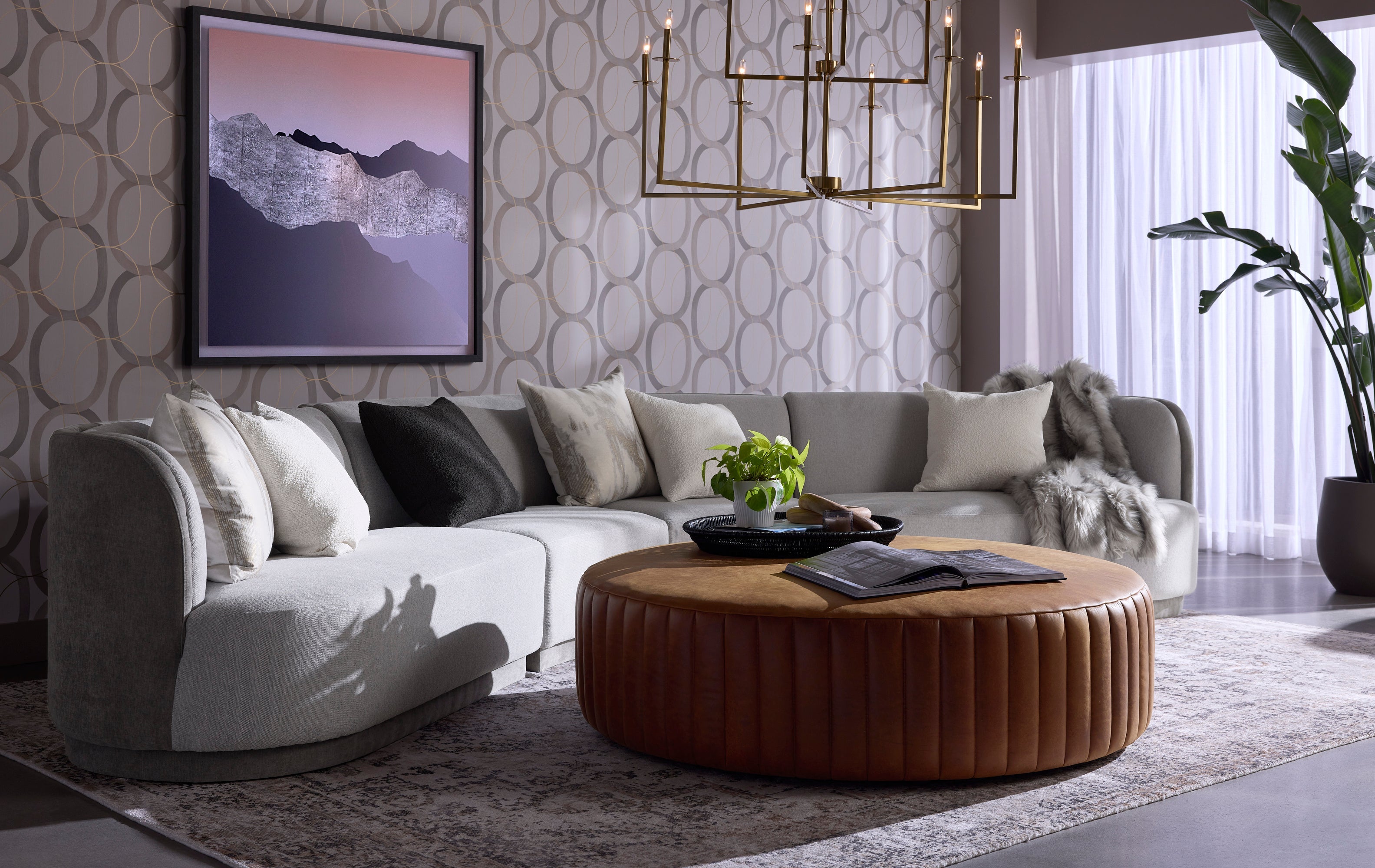 Divano Ottoman - Aged Cognac Leather