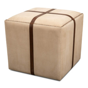 Sarreid Ltd Strap Canvas & Leather Stool - 29371