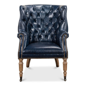 Sarreid Ltd Welsh Blue Leather Chair - 29727