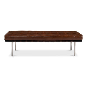Sarreid Ltd Prince Albert Bench Vintage Havana Lthr - 30816
