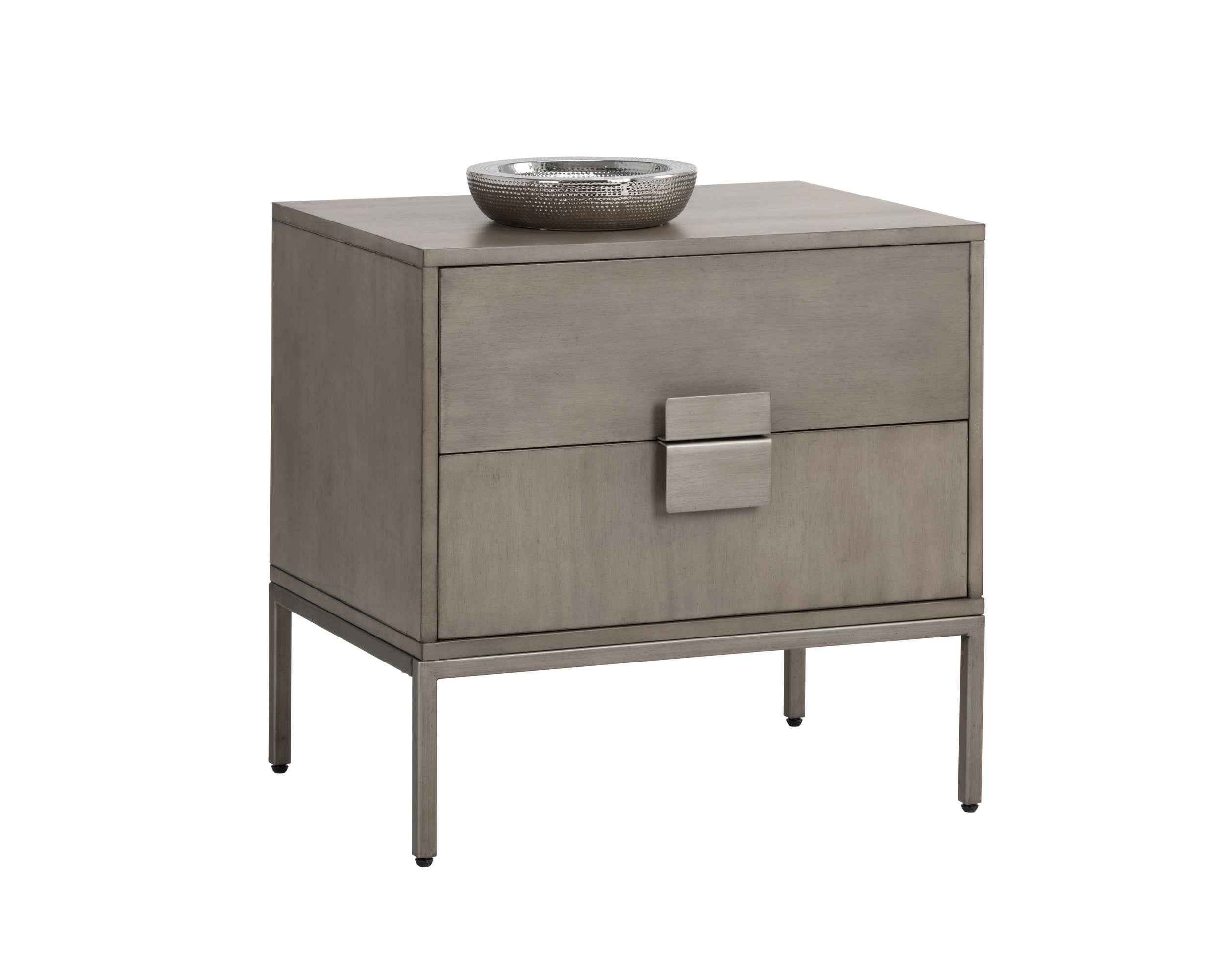 Jade Nightstand - Antique Silver  Ash Grey