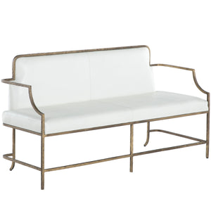 Gabby - Vanderbilt Leather Hammered Iron Bench - White Ivory - SCH-175194