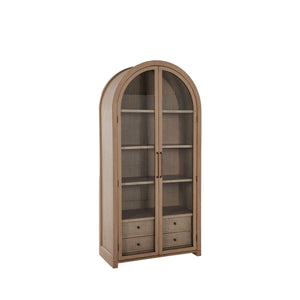 Gabby - Elsa Wood Rattan Storage Cabinet - 3 Shelves, Blonde Natural - SCH-170435