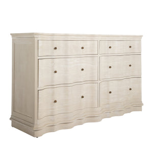 Gabby - Meredith Mindi Wood Wavy Dresser - 6 Drawers, Textured Cerused White - SCH-170245