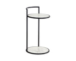 Parga End Table - Black  Marble Look