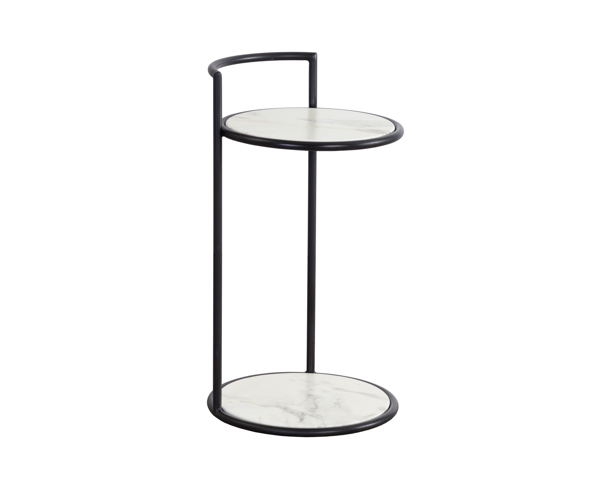 Parga End Table - Black  Marble Look