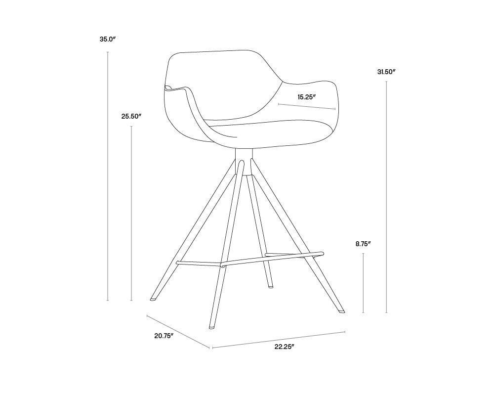 Owen Swivel Counter Stool - Town Grey